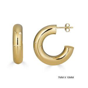 Polished Chunky 14K (or 18k upon request) Yellow Gold Hoop Earrings